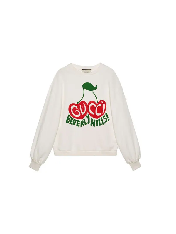 Свитер Gucci Beverly Hills с принтом вишни — изображение 2 из 4, белый