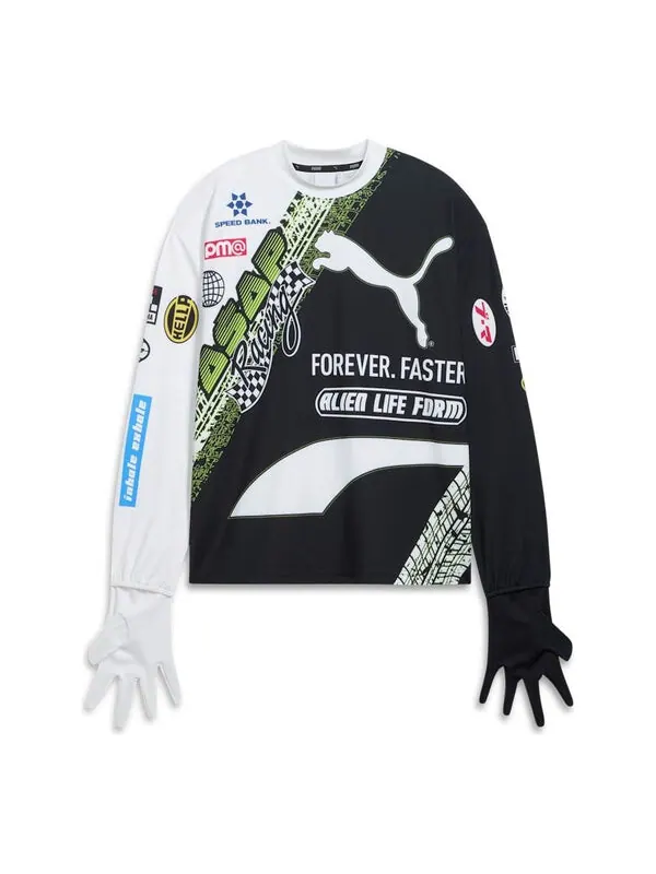 Футболка x a$ap rocky long sleeve t-shirt 'white black' Puma — изображение 1 из 2, белый