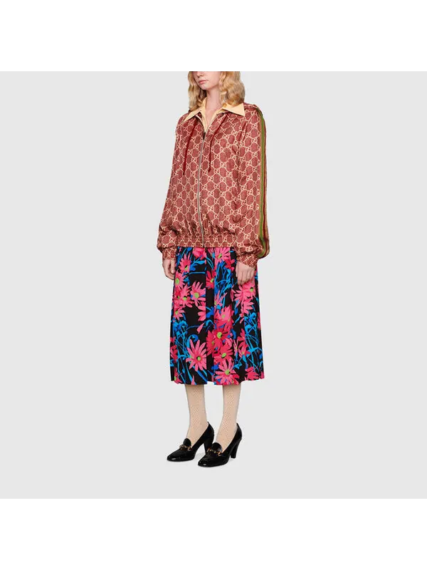 Куртка Gucci gg supreme print silk jacket 'sweet berries rose', шелковая ткань — изображение 4 из 4, красный