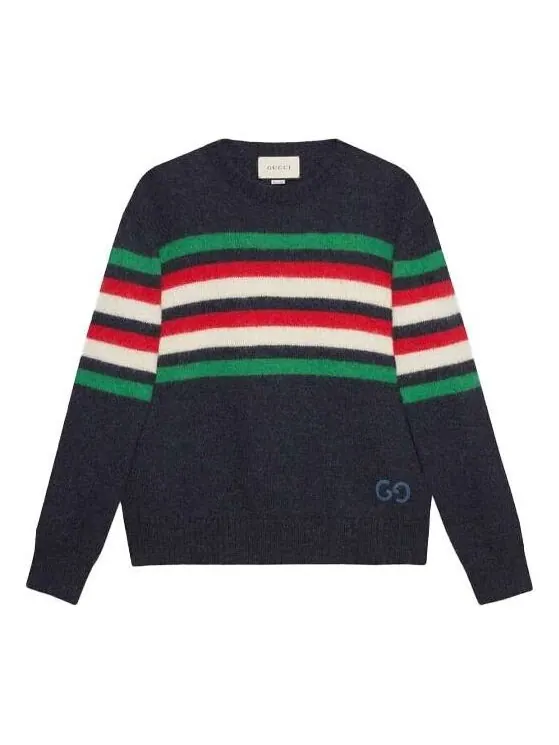 Свитер Gucci alpaca wool stripe crew knit — изображение 1 из 4, темно-синий/красный