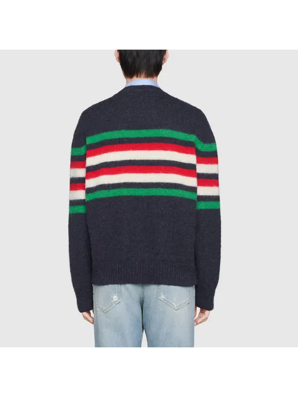 Свитер Gucci alpaca wool stripe crew knit — изображение 4 из 4, темно-синий/красный