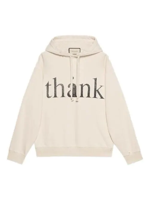 Толстовка Gucci think/thank print hooded sweatshirt 'off white' — изображение 1 из 4, белый