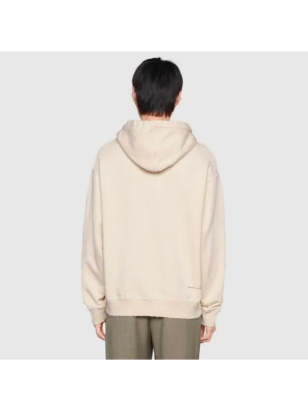 Толстовка Gucci think/thank print hooded sweatshirt 'off white' — изображение 4 из 4, белый