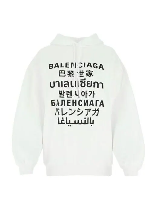 Свитер ss21 logo printing hoodie white Balenciaga — изображение 1 из 4, белый