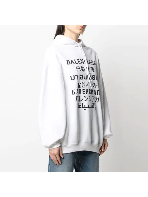 Свитер ss21 logo printing hoodie white Balenciaga — изображение 3 из 4, белый