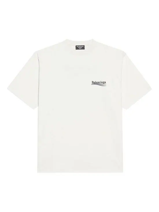 Футболка (WMNS) Balenciaga Political Campaign Large Fit Embroidery Round-neck 'White' — изображение 1 из 6, белый