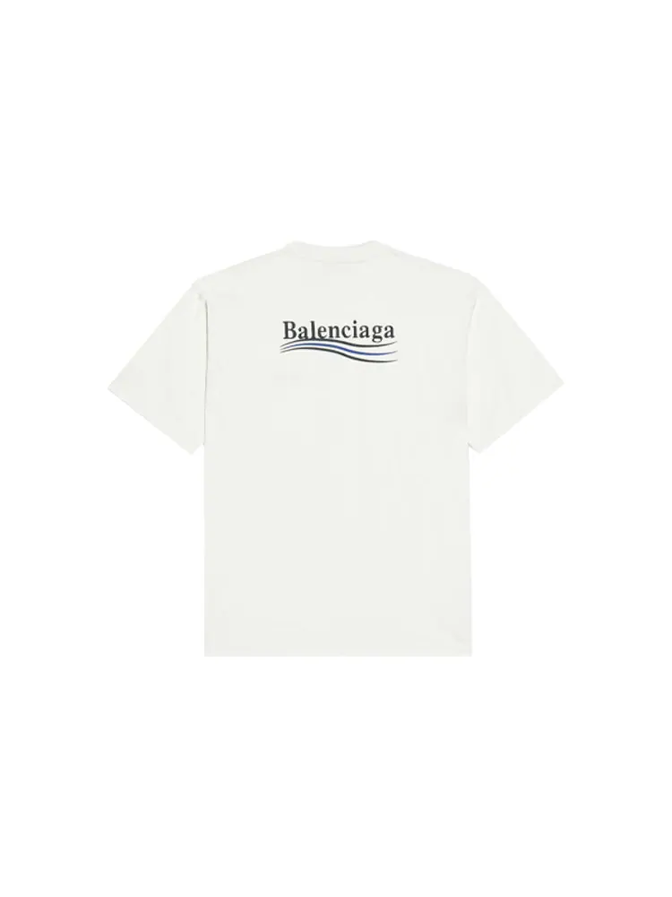 Футболка (WMNS) Balenciaga Political Campaign Large Fit Embroidery Round-neck 'White' — изображение 2 из 6, белый