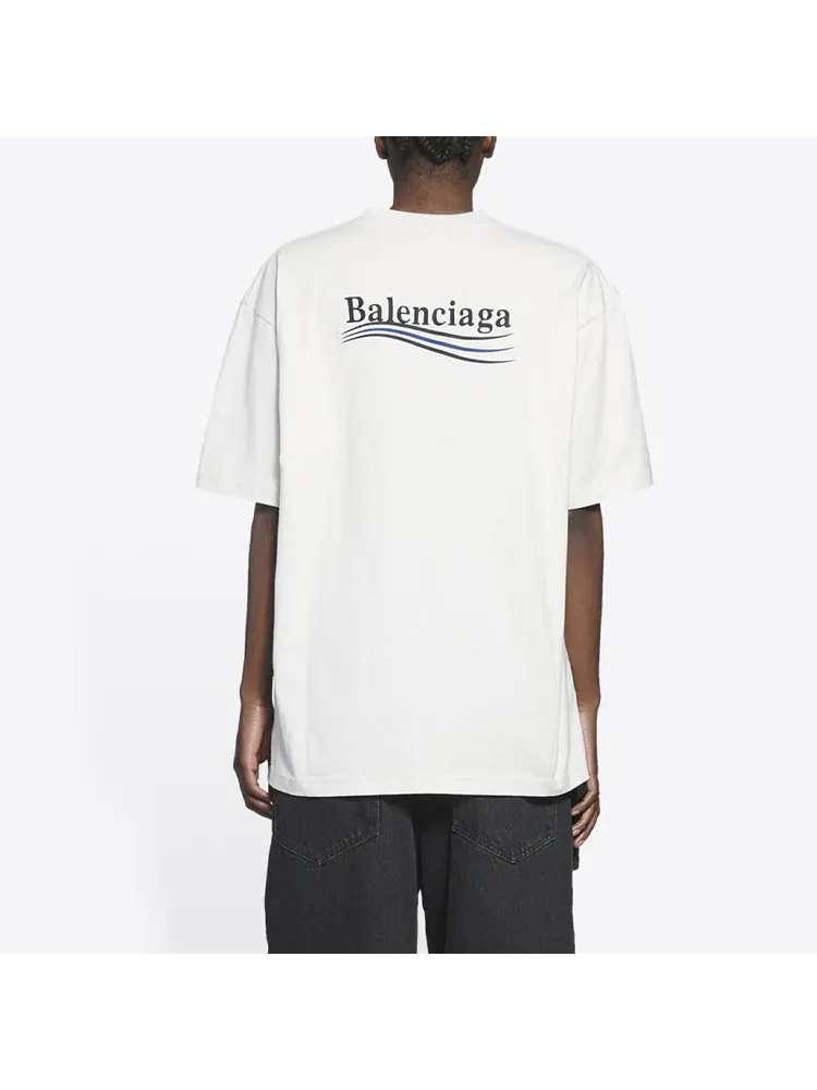 Футболка (WMNS) Balenciaga Political Campaign Large Fit Embroidery Round-neck 'White' — изображение 5 из 6, белый
