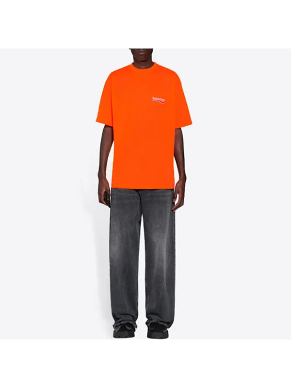 Футболка Balenciaga Large Fit T-Shirt 'Fluo Orange' — изображение 3 из 4, оранжевый