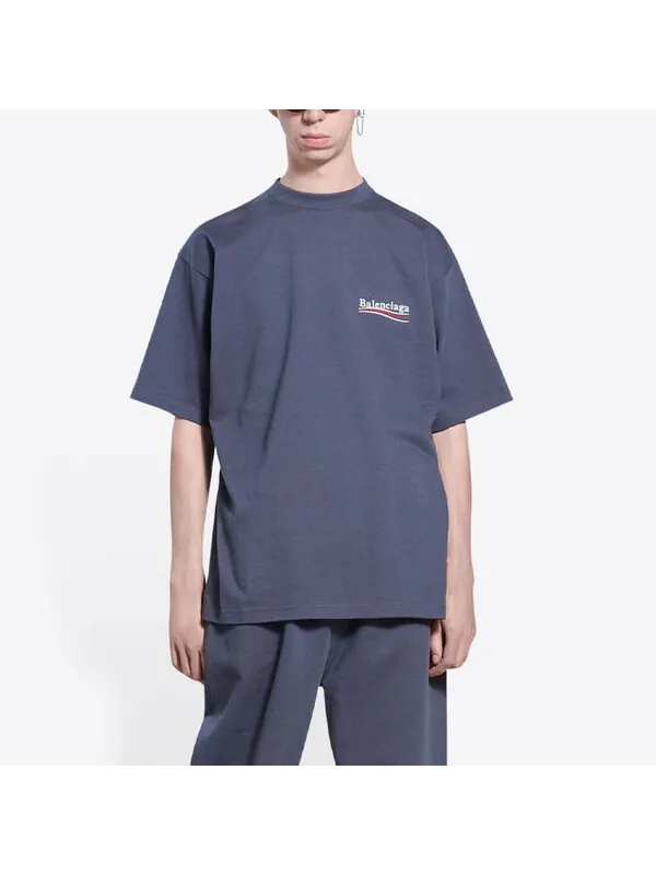 Футболка political campaign t-shirt large fit 'dark grey' Balenciaga — изображение 4 из 4, серый