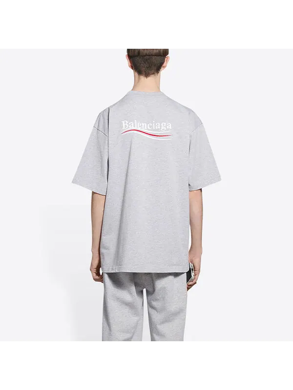 Футболка political campaign t-shirt large fit 'grey' Balenciaga — изображение 4 из 4, серый