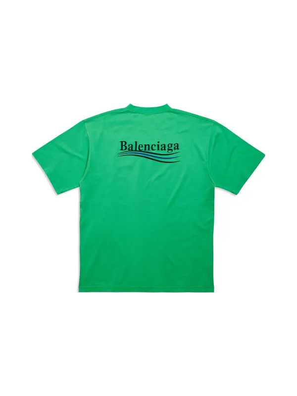 Футболка political campaign t-shirt large fit 'green black blue' Balenciaga — изображение 2 из 4, зеленый черный синий