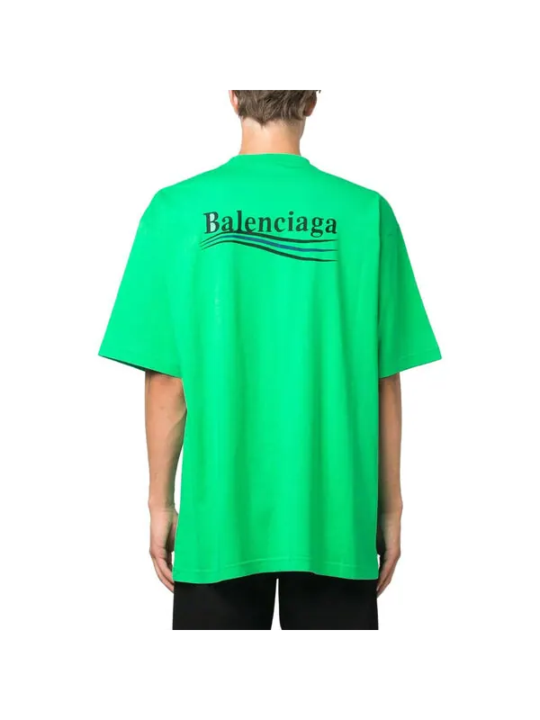 Футболка political campaign t-shirt large fit 'green black blue' Balenciaga — изображение 4 из 4, зеленый черный синий