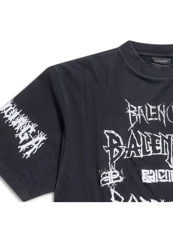 Футболка diy metal t-shirt 'black white' Balenciaga — изображение 3 из 4, черный/белый