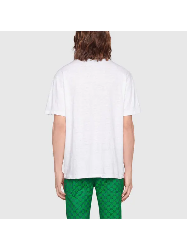 Футболка Gucci Linen V-Neck T-Shirt with Double G — изображение 4 из 4, белый