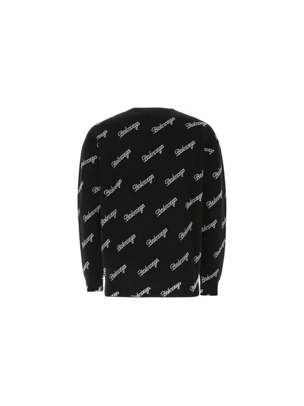 Свитер all over script logo knit sweater 'black' Balenciaga — изображение 2 из 4, черный