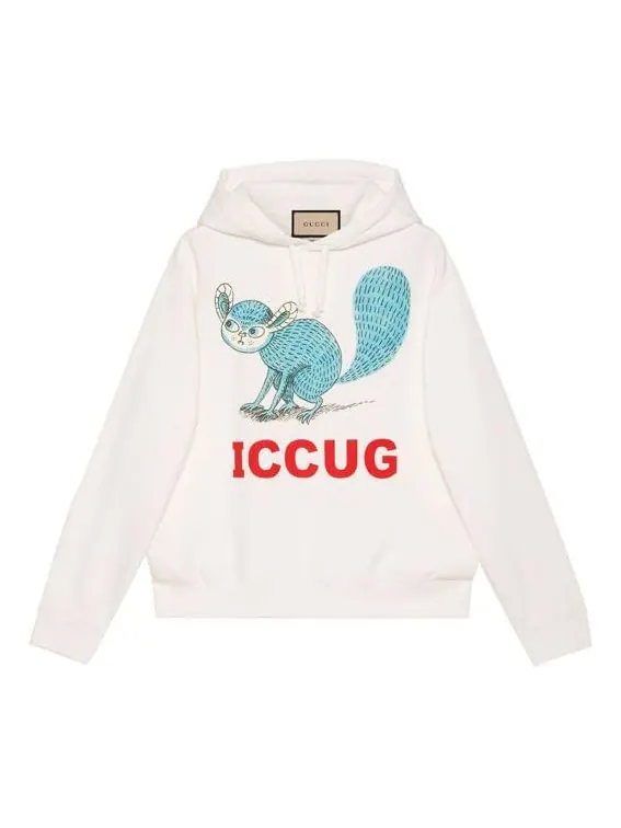 Толстовка Gucci x Freya Hartas Animal Printing Drawstring FW21 — изображение 1 из 4, белый