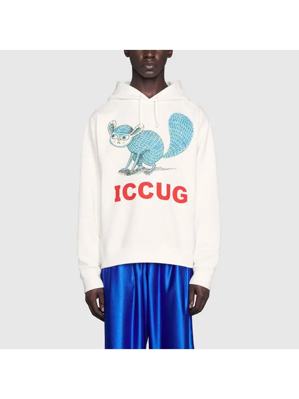 Толстовка Gucci x Freya Hartas Animal Printing Drawstring FW21 — изображение 3 из 4, белый