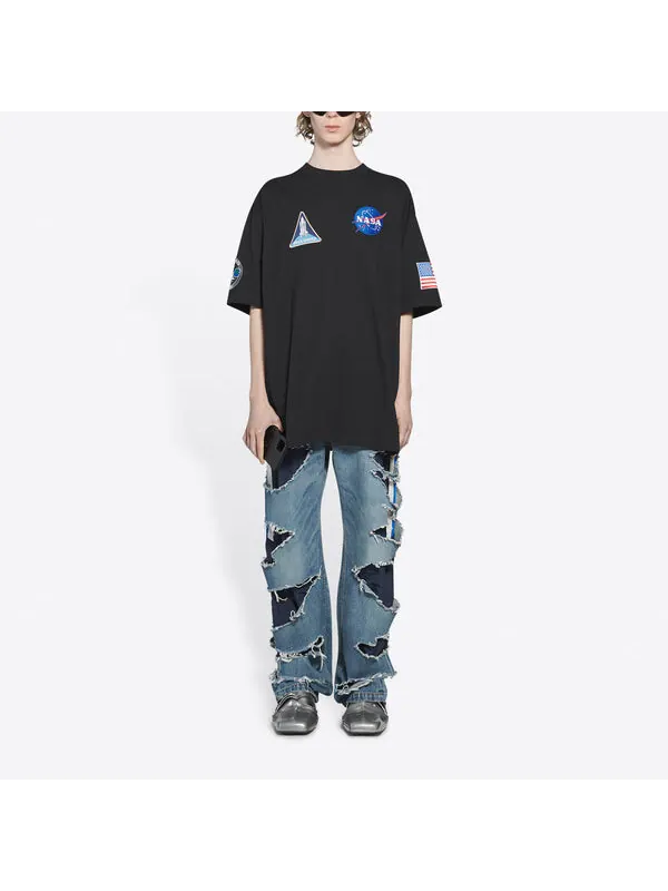 Футболка x nasa crossover space retro short sleeve tee 'black' Balenciaga — изображение 3 из 4, черный