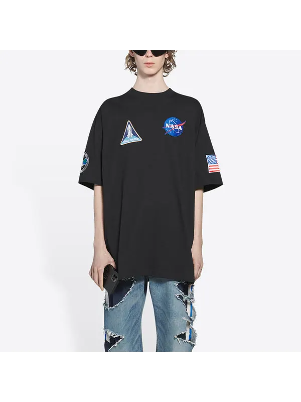 Футболка x nasa crossover space retro short sleeve tee 'black' Balenciaga — изображение 4 из 4, черный