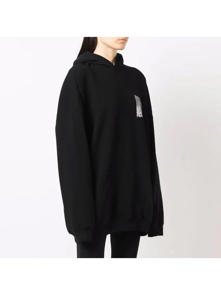 Худи Balenciaga Barcode Cotton Hoodie 'Black' — изображение 5 из 5, черный