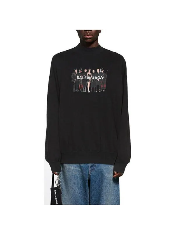 Толстовка real crewneck sweatshirt 'black' Balenciaga — изображение 3 из 4, черный