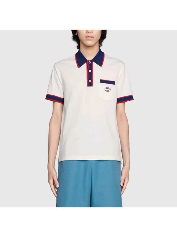 Рубашка поло Gucci Cotton Piquet Polo With Interlocking G — изображение 3 из 4, кремовый