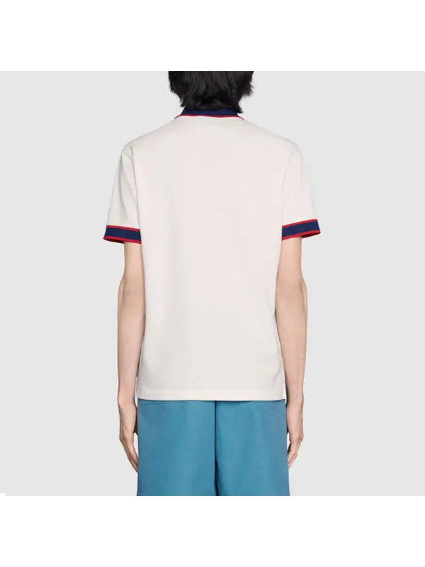 Рубашка поло Gucci Cotton Piquet Polo With Interlocking G — изображение 4 из 4, кремовый