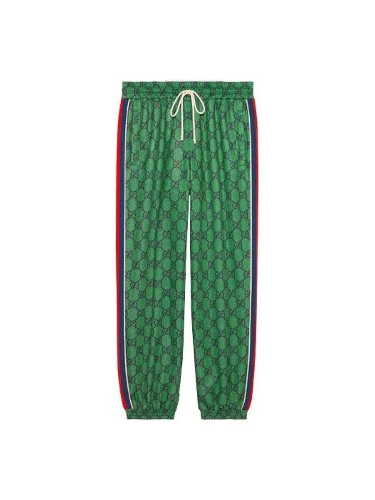 Спортивные брюки Gucci men's fw21, с принтом логотипа — изображение 1 из 4, зеленый