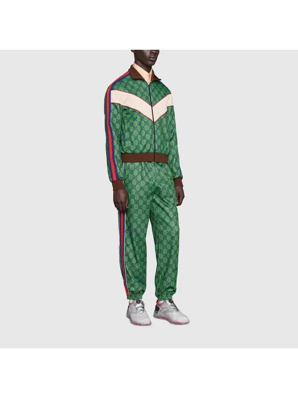 Спортивные брюки Gucci men's fw21, с принтом логотипа — изображение 2 из 4, зеленый