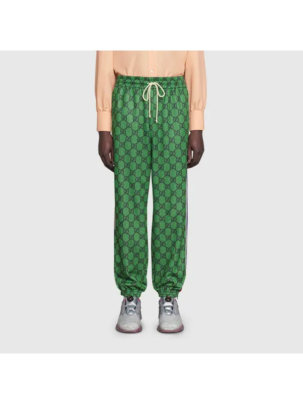 Спортивные брюки Gucci men's fw21, с принтом логотипа — изображение 3 из 4, зеленый