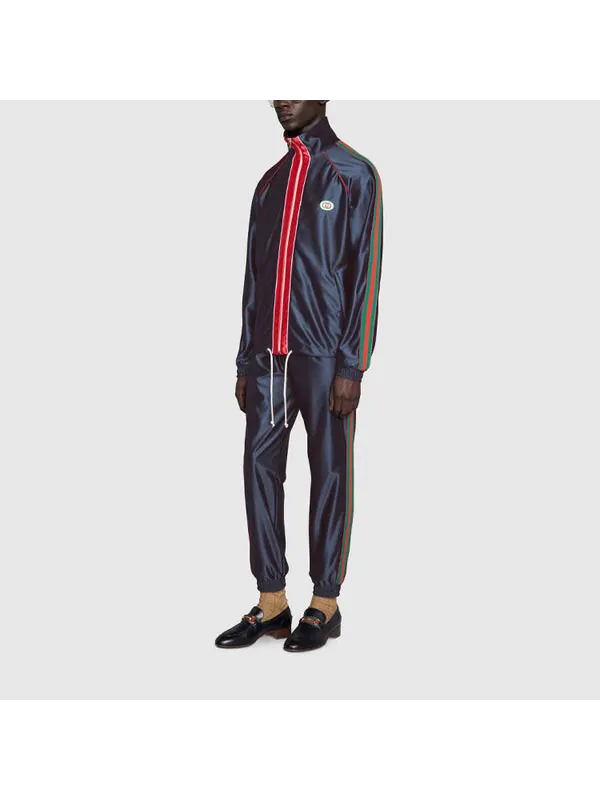 Спортивные штаны GUCCI Shiny Knit Material Webbing — изображение 2 из 4, синий
