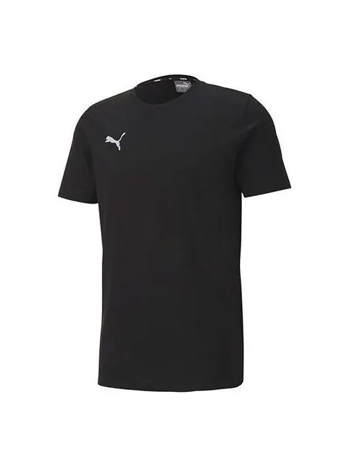 Футболка essential regular fit logo printed t-shirt 'black' Puma — изображение 1 из 3, черный