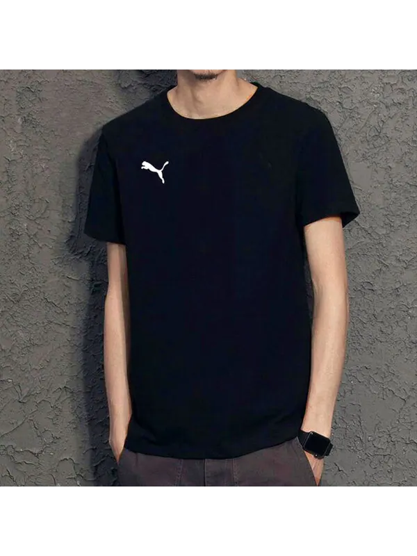 Футболка essential regular fit logo printed t-shirt 'black' Puma — изображение 3 из 3, черный