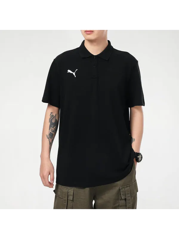 Рубашка поло ess polo shirt 'black' Puma — изображение 3 из 4, черный