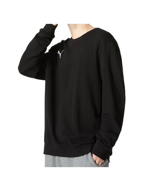Свитер ess logo crew sweater 'black' Puma — изображение 2 из 3, черный