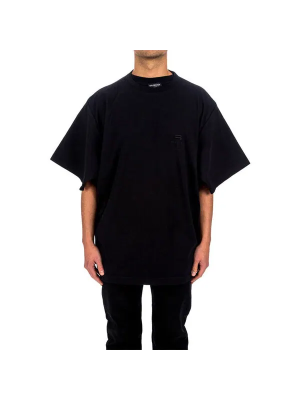 Футболка sporty b crewneck t-shirt 'black' Balenciaga — изображение 3 из 4, черный