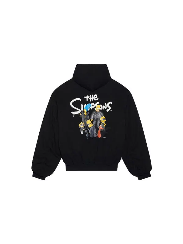 Толстовка x the simpsons padded bomber hoodie 'black' Balenciaga — изображение 2 из 4, черный