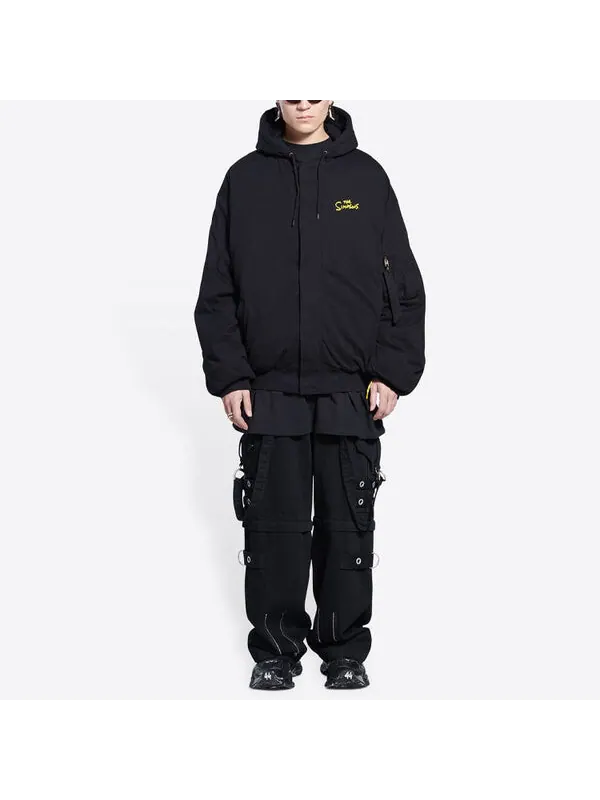 Толстовка x the simpsons padded bomber hoodie 'black' Balenciaga — изображение 3 из 4, черный