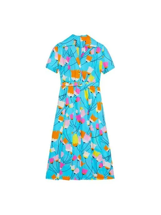 Платье женское Gucci Tulip print pleated dress, с плиссировкой — изображение 1 из 4, синий