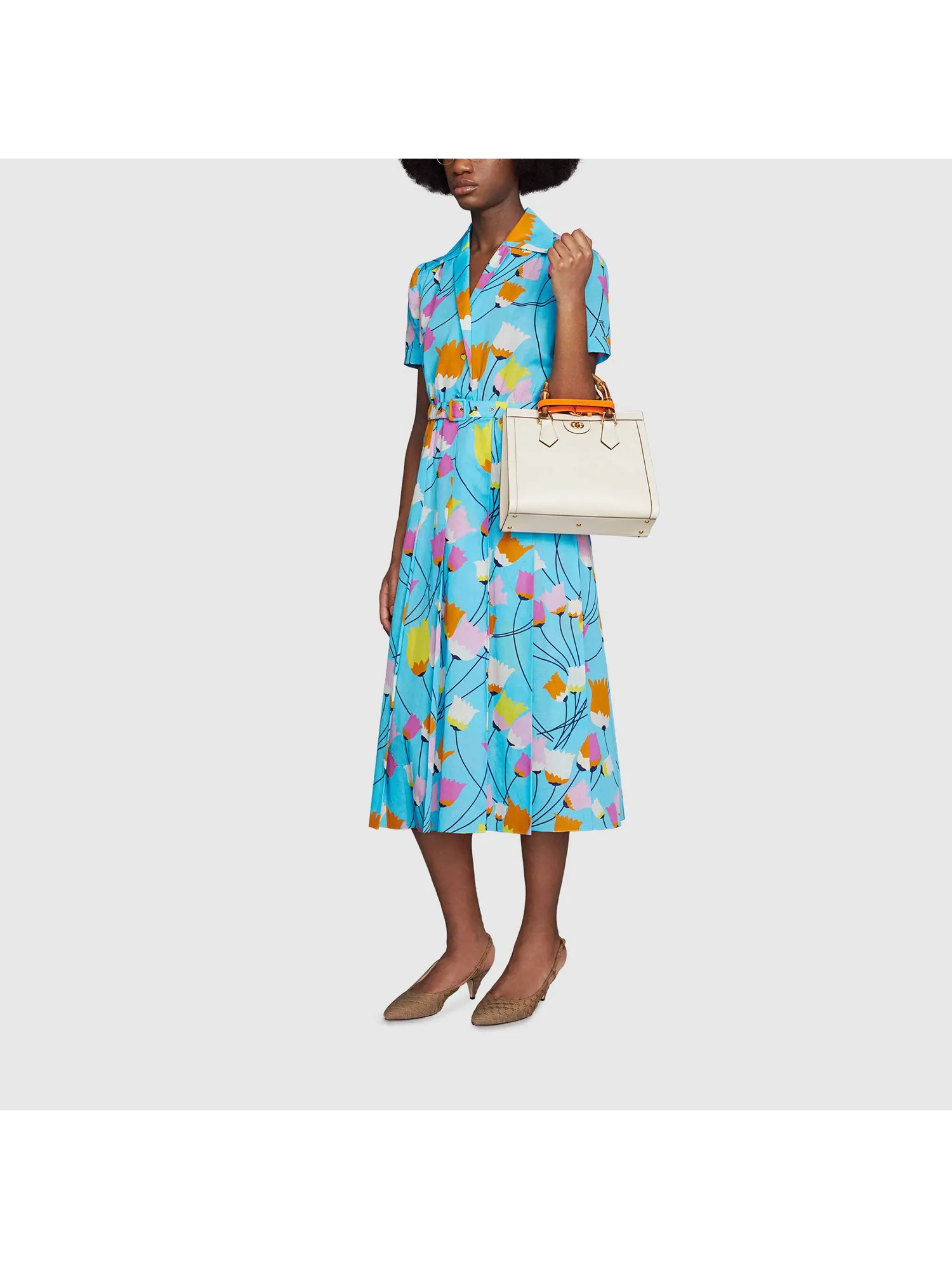 Платье женское Gucci Tulip print pleated dress, с плиссировкой — изображение 4 из 4, синий