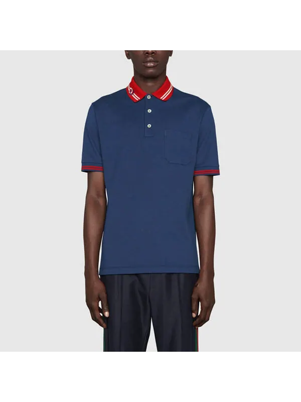 Рубашка поло Gucci SS22 Cotton Piquet Polo Shirt with Interlocking G — изображение 3 из 4