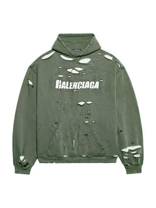 Толстовка caps destroyed hoodie 'green' Balenciaga — изображение 1 из 4, зеленый