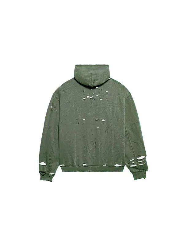 Толстовка caps destroyed hoodie 'green' Balenciaga — изображение 2 из 4, зеленый