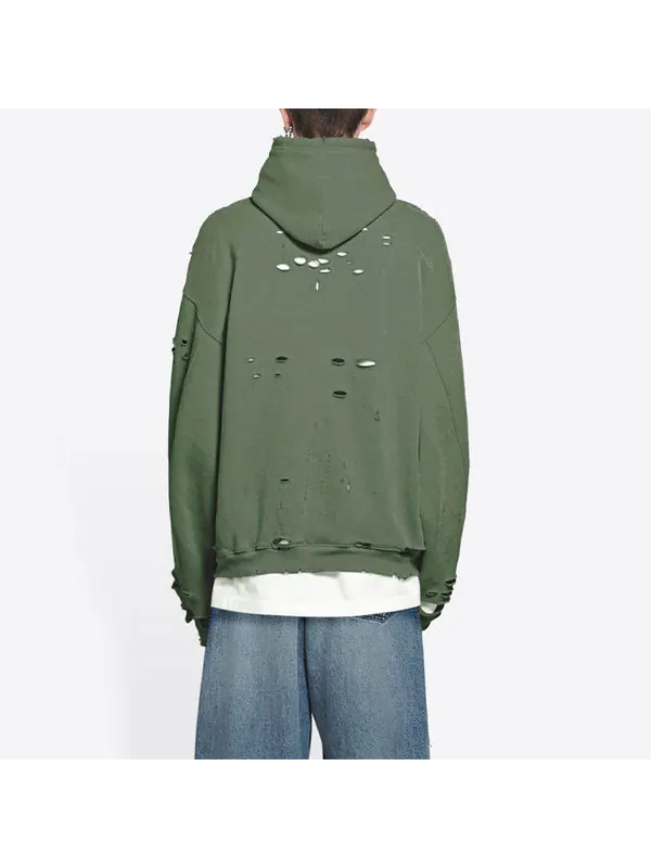 Толстовка caps destroyed hoodie 'green' Balenciaga — изображение 4 из 4, зеленый