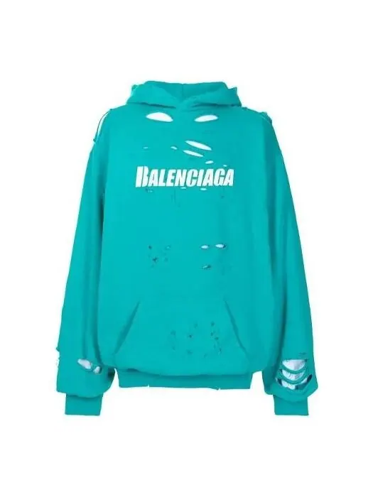 Толстовка men's ss21 classic alphabet printing hole sky blue Balenciaga — изображение 1 из 4, синий