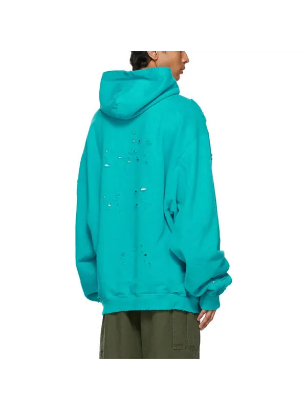 Толстовка men's ss21 classic alphabet printing hole sky blue Balenciaga — изображение 4 из 4, синий