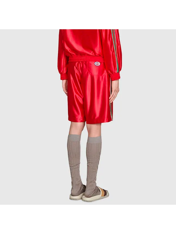 Шорты Gucci ss21 side hem shorts 'red' — изображение 3 из 4, красный/зеленый