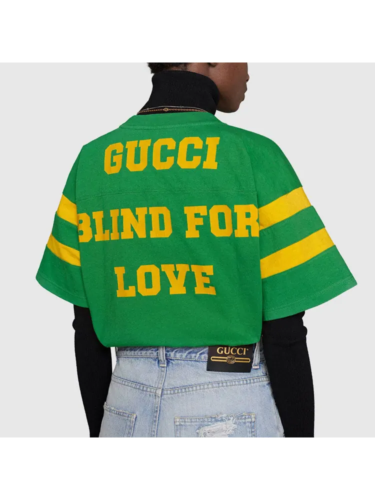 Футболка Gucci SS21 1921 Series Alphabet Printing Casual Short Sleeve Unisex — изображение 4 из 7, зеленый