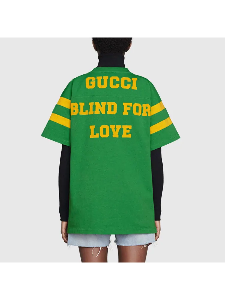 Футболка Gucci SS21 1921 Series Alphabet Printing Casual Short Sleeve Unisex — изображение 6 из 7, зеленый